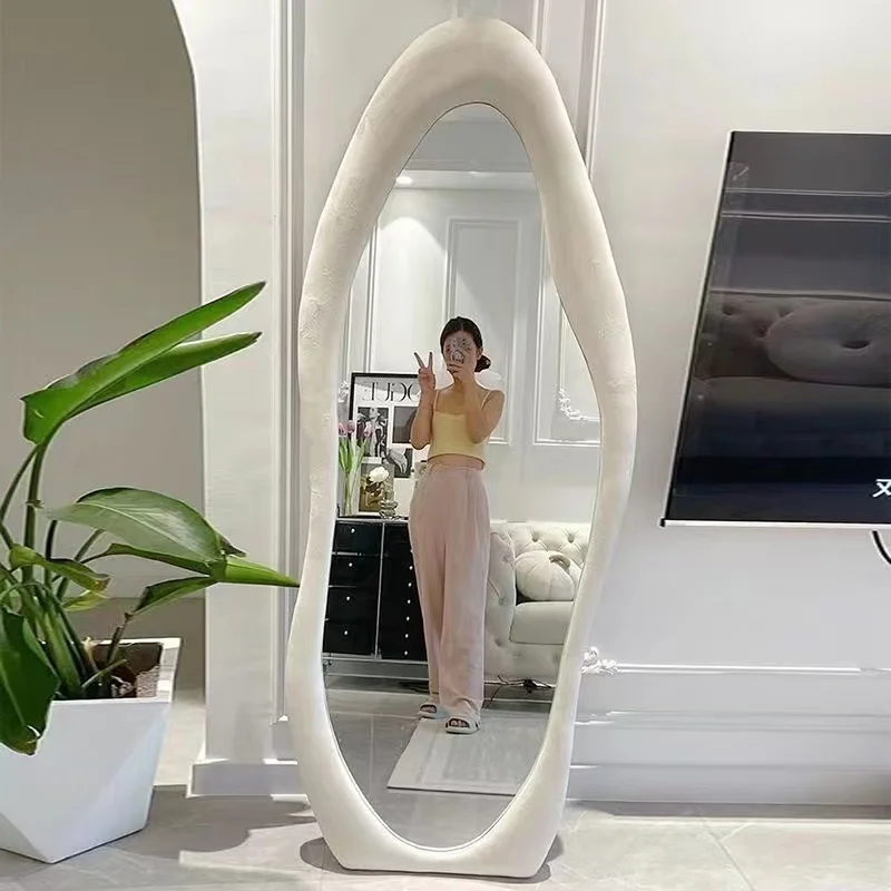 

Cosmetics Modern Mirror Full Body Girls Aesthetic Irregular Funky Compact Makeup Mirror Men Espelhos Living Room Decorations