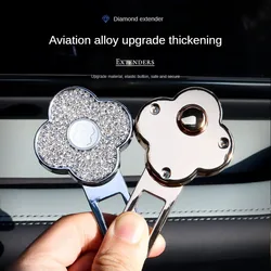 Car seat belt clip extender lock buckle plug thick insertion safety buckle fashionable four leaf grass inlaid diamond buckle