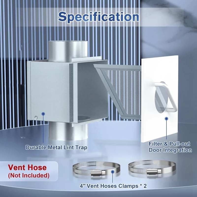 ABVJ-Metal Dryer Lint Trap,Indoor Dryer Vent With Lint Catcher,Fit In 2X4 Wall Frame/Surface Of The Wall, Drawer Mesh Filter