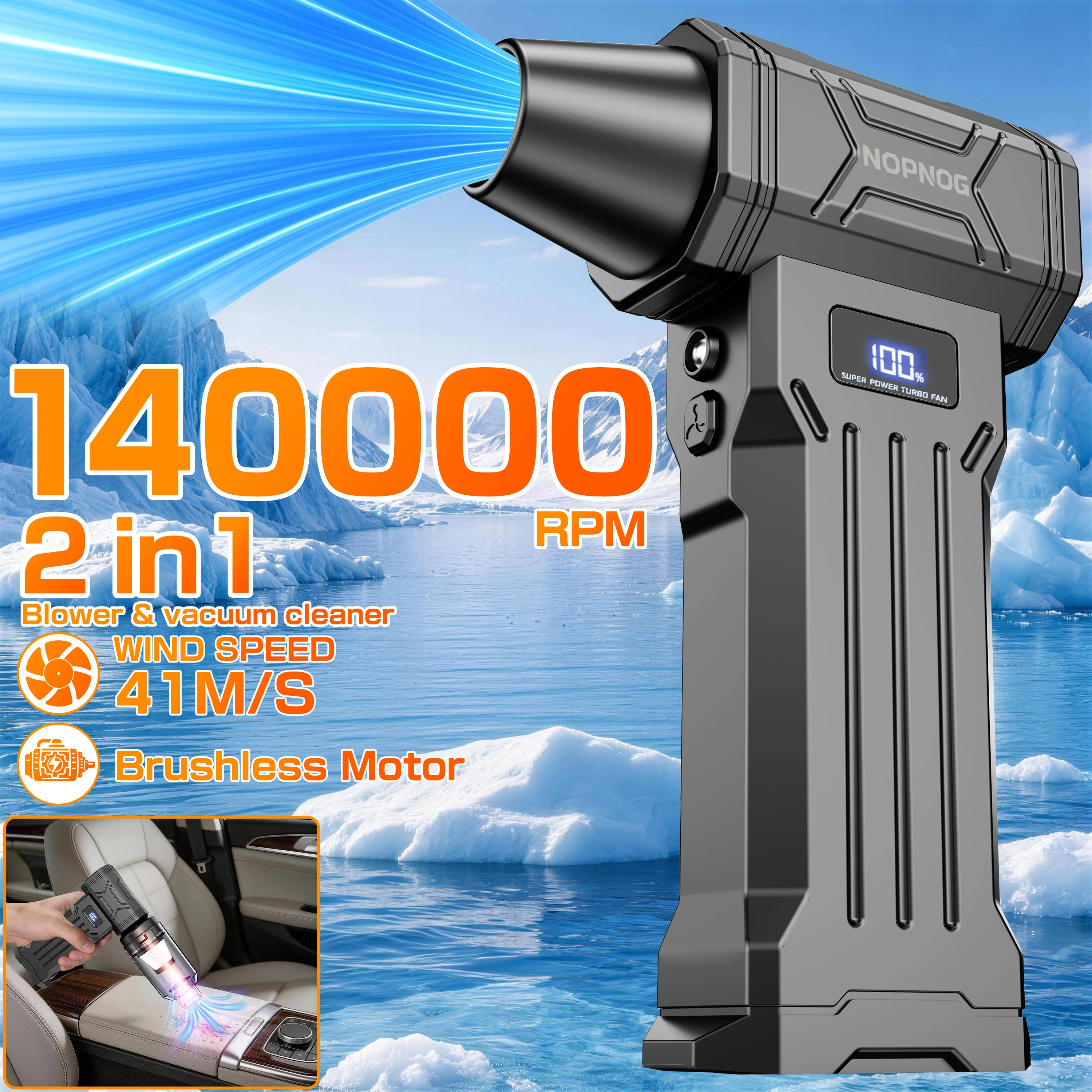 Blower Car Violent Turbo Fan Blow And Suction 2in1 Violent Jet Fan Blow Snow Electric Air Duster Portable Cleaning Blowing Tool