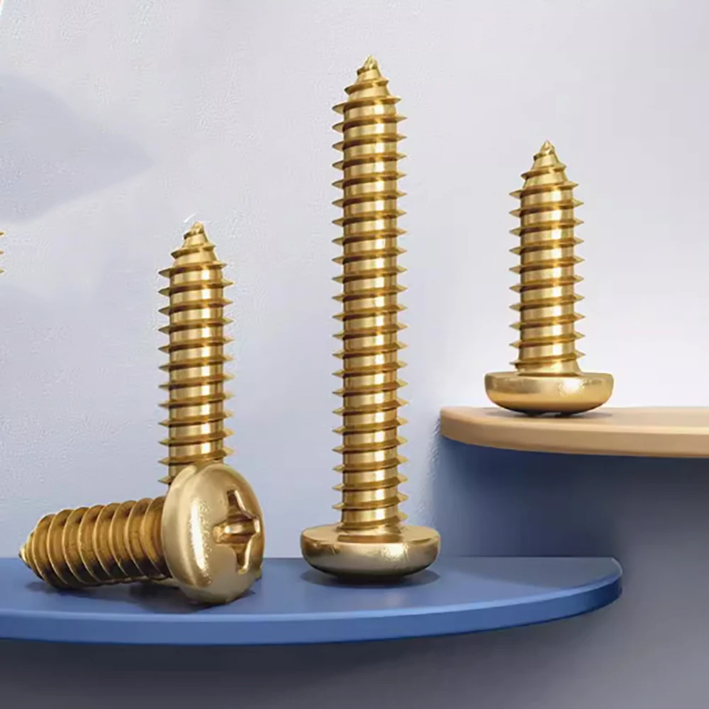 4-80Pcs Screw Brass Self Tapping Screw M3 M3.5 M4 M5 M6 Cross Countersunk Head Flat Head Screw Wooden Board Screw 6mm-50mm
