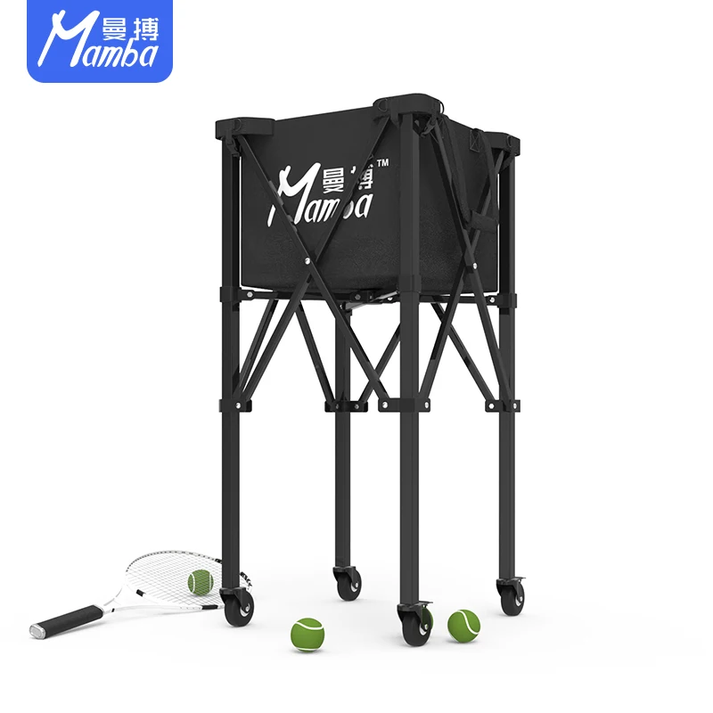 Foldable Tennis Ball Cart 150pc Ball Capacity Tennis Ball Saver Bag Tennis Storage Rack with Wheel Tennis Sport Teaching Carts