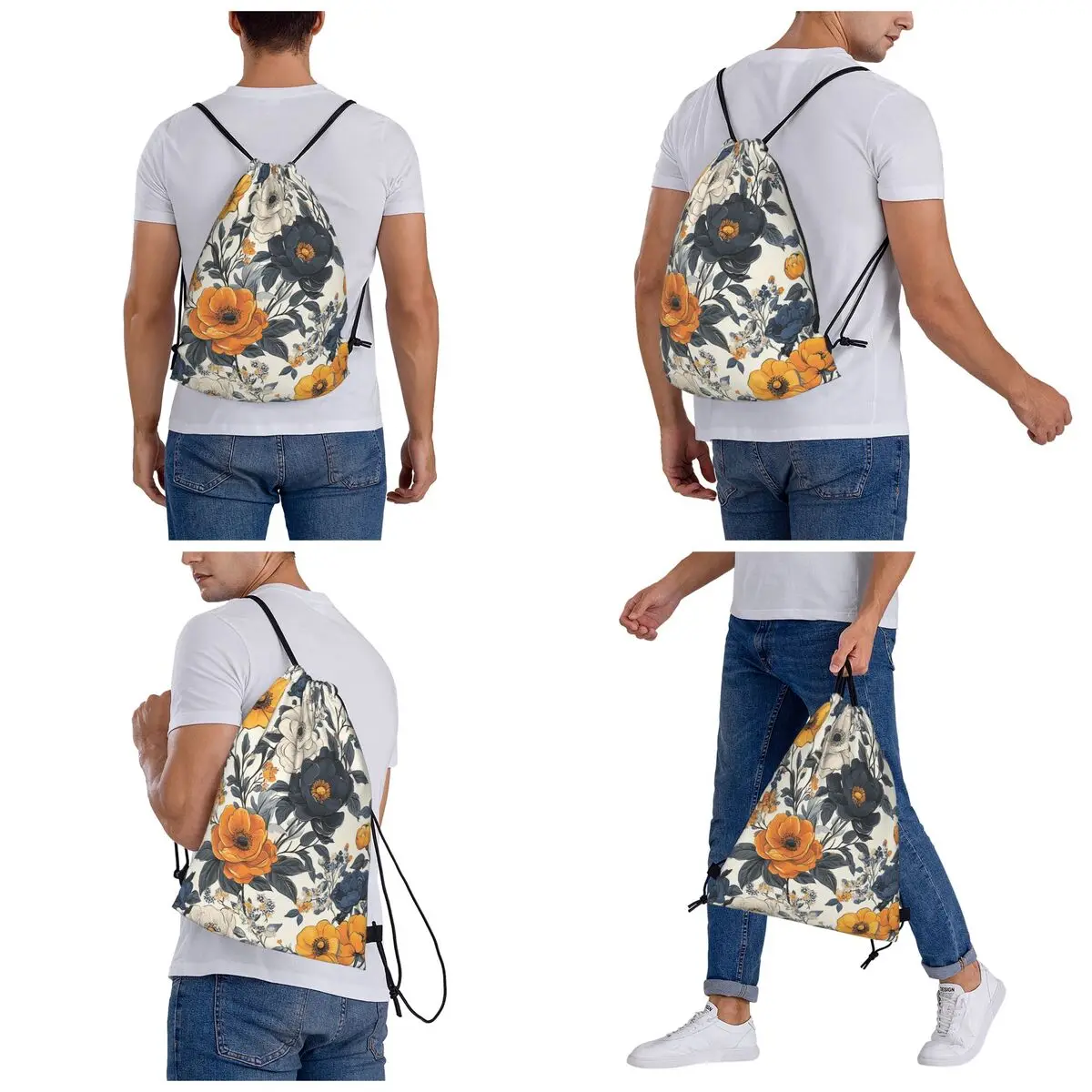 Floral Field Of Flowers Backpacks Fashion Drawstring Bags Sports Bag Book Bags for Man Woman Students