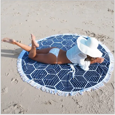 New Tassel Beach Mandala Indian Round Beach Towel Mat Shawl Yoga Mat Summer Letter Sarong Cloak Gymnastics Mat Yoga