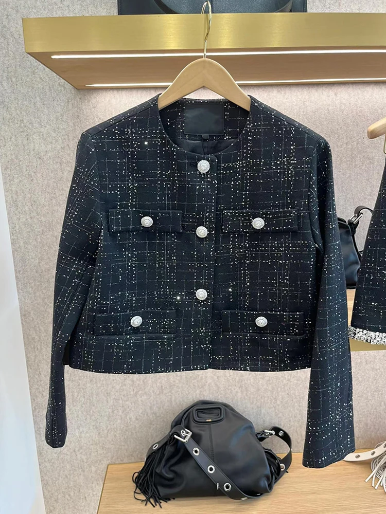 

M Home Nan You Высококачественная женская модная блестящая твидовая юбка весна-лето, длинная шерстяная юбка на пуговицах Dr Code