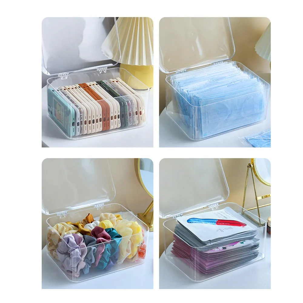

Large Capacity Desk Storage Box Space Saving Multi Functional Plastic Storage Box Stackable Transparent Phone Case Storage Home