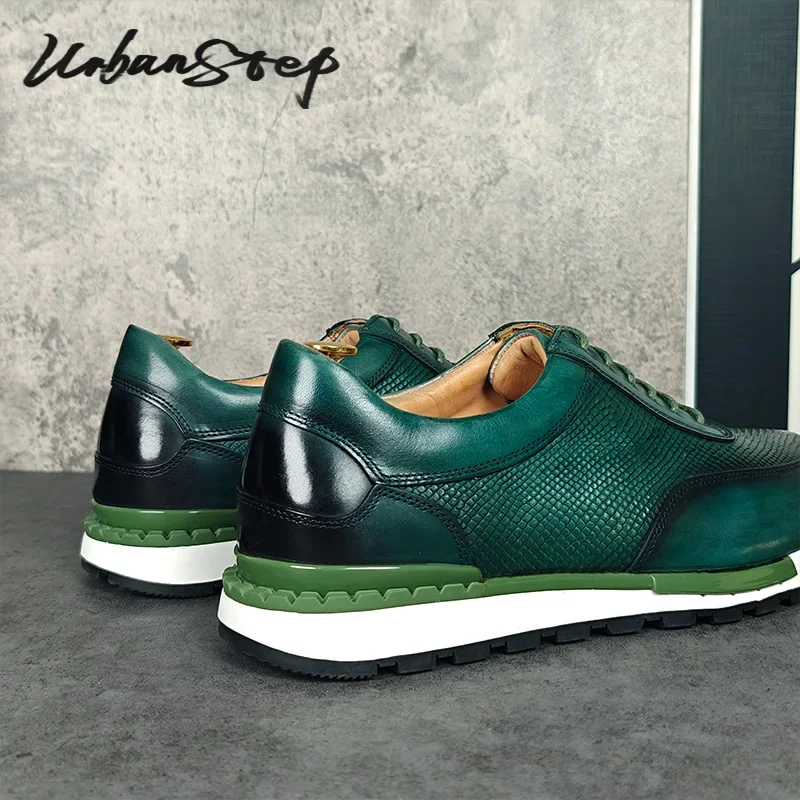 Scarpe da ginnastica da uomo di design di marca di lusso Scarpe sportive comode con lacci in vera pelle Scarpe eleganti casual da uomo brogue verdi Oxford