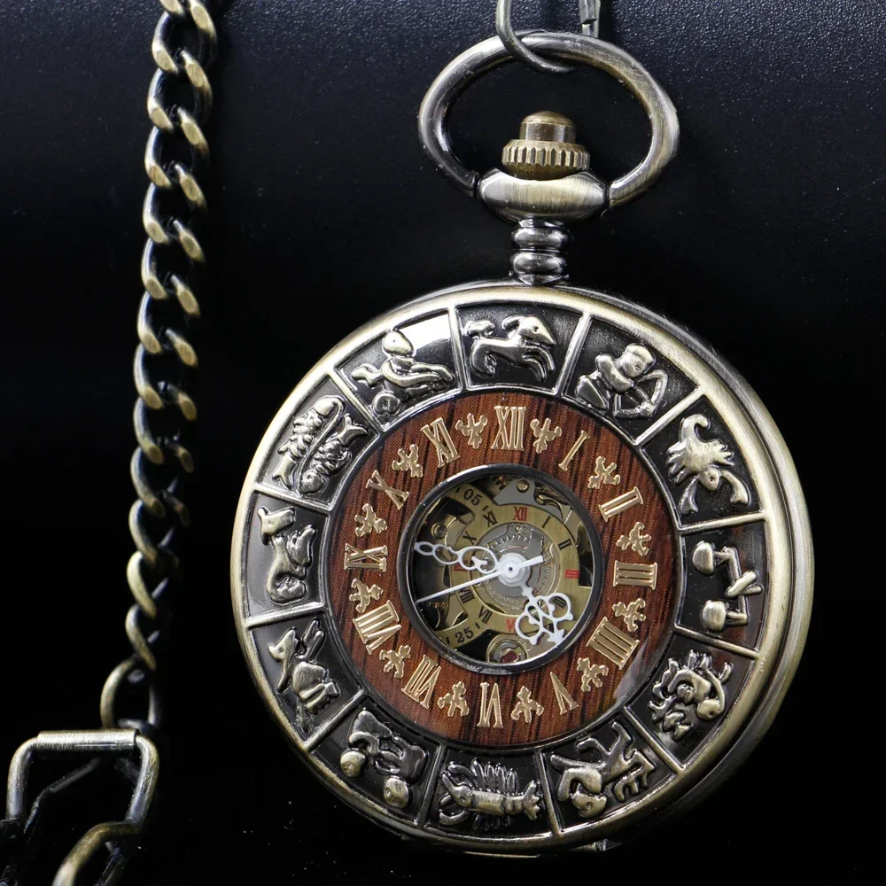 

NEW Steampunk Pendant for Men Women Hand Winding Mechanical Pocket Watch Roman Numerals Skeleton Watches FOB Chain