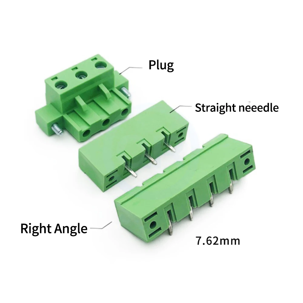10 Sets KF 7.62mm Solder Plug-in PCB Connector Terminal Block With Flange 2EDGKM+2EDGVM/2EDGRM 15EDGKM 2~12P