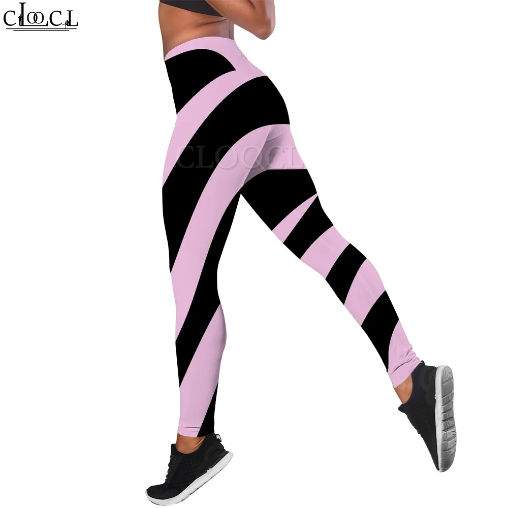 

CLOOCL Zebra Striped Leggings Yoga Wear Polyester Spandex Gym Fitness Casual Beast Skin Print Leggings Fitness Pants Tights