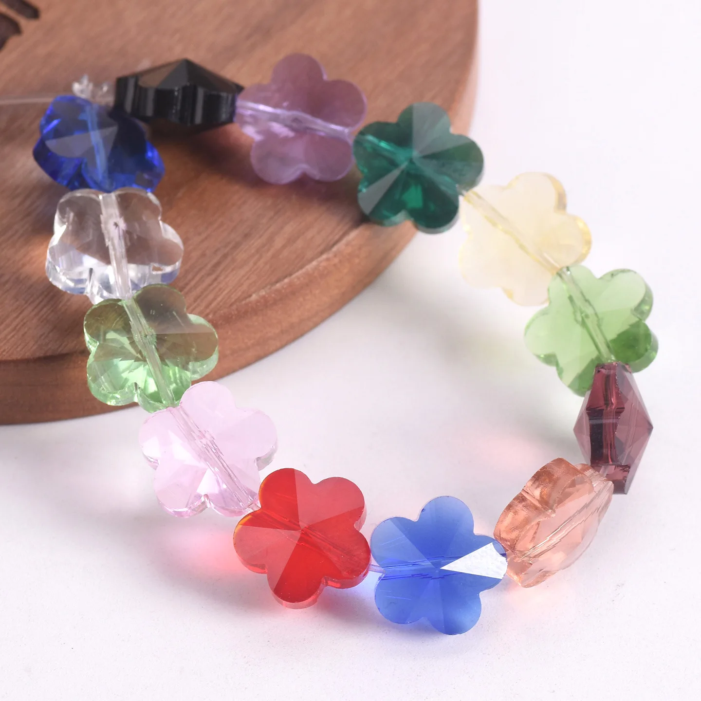 10 stücke 14mm Blume Form Facettierte Kristall Glas Lose Handwerk Perlen für Schmuck, Die DIY Handwerk