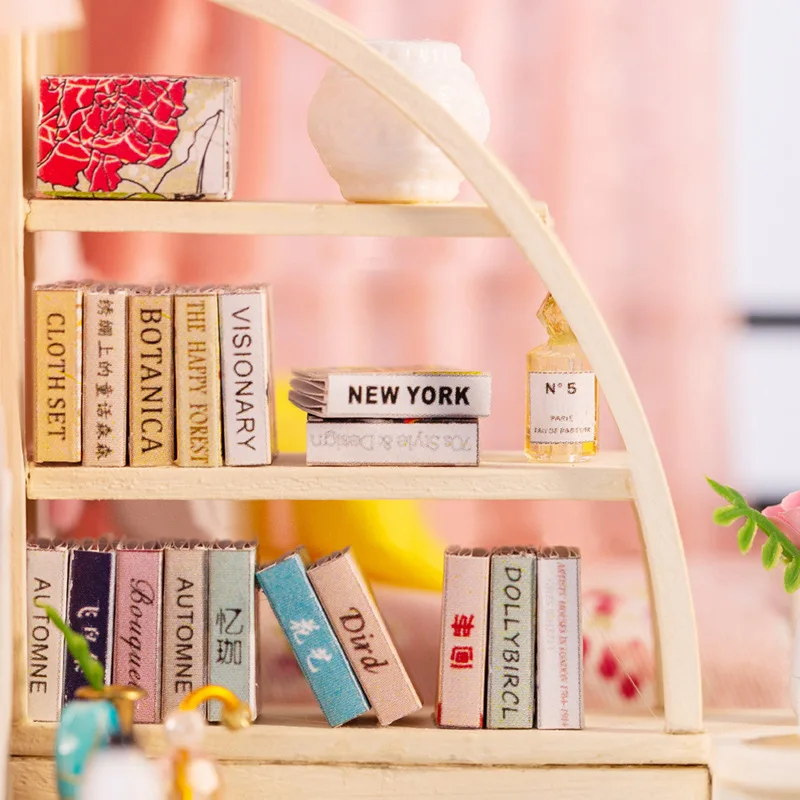 

3D Wooden DIY Miniature Bedroom Dollhouse Kit, Pink Loft Assembled Model, Handmade Creative Birthday Gift for Teens & Home Decor