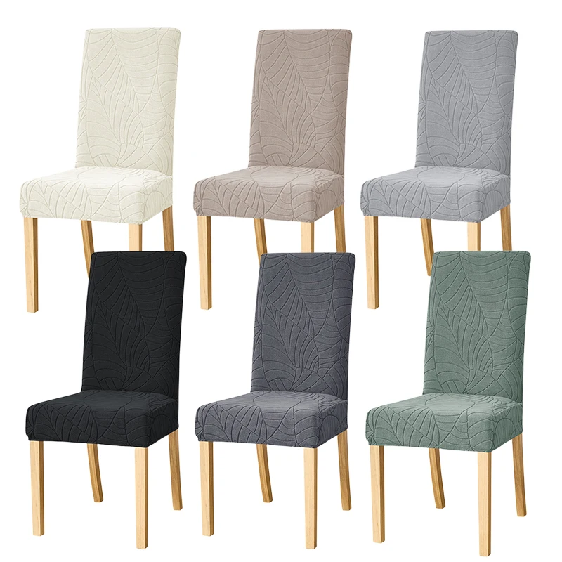 1/4/6pcs Elastic Jacquard Chair Covers for Dining Room Stretch Universal Chair Slipcover Solid Color Seat Case Hotel Banquet