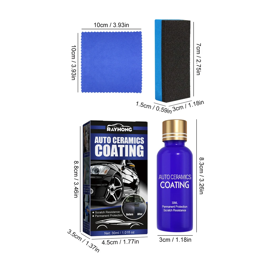 Car Repairing Spray with No-dust Cloth Hydrophobic Polish Coating Agent with Sponge Scratches Remover Waterproof Car Maintenance