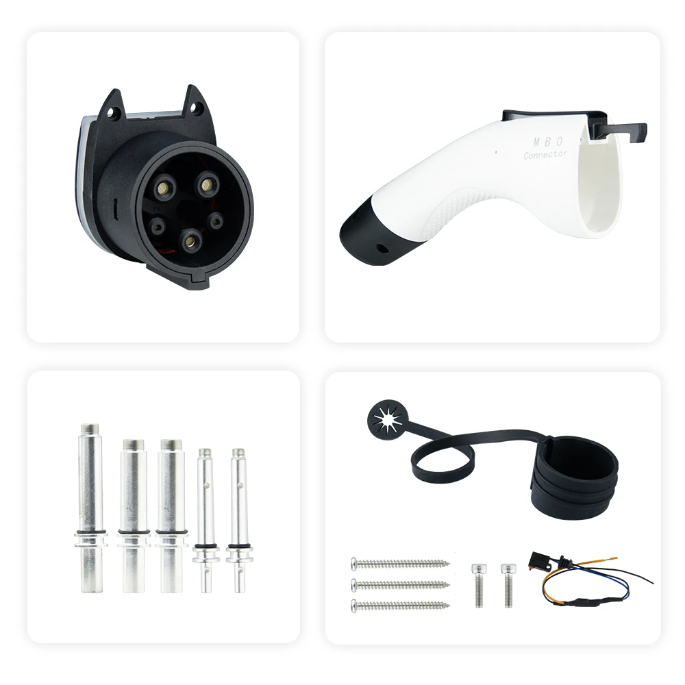EVMBO Type1 SAE J1772 EV Car Charger Plug Connector 16A/32A/40A/48A 1 Phase for Electric Vehicle Charging Station EVSE Wallbox