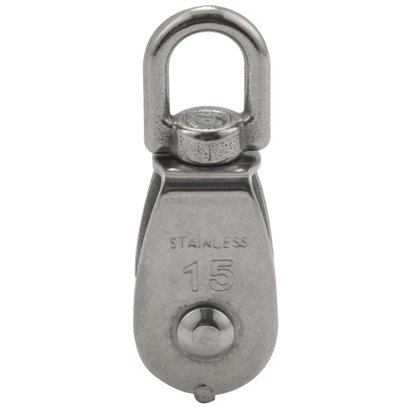 A40T 4 個シングルプーリーブロック M15 ステンレス鋼小さなプーリーローラー屋外 360 のロープコード用 ° スイベルシルバープーリー