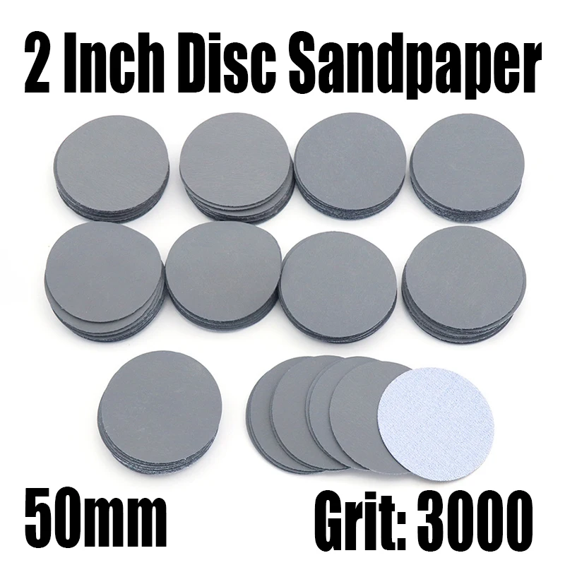 100PCS 50mm 2 Inch Grit 3000 Disc Sandpaper Sanding Discs Hook Loop Sandpaper Round Disk Sand Sheet Sanding Polishing Tool