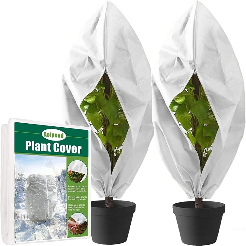 Non Woven Plant Cover Winter Cold Proof and Antifreeze Cover Plant Frost Snow Protection Net Zipper Drawstring Bag Windproof