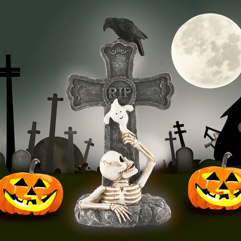 Halloween Tombstone Decoration Decoration Decoration Crow Skeleton Pumpkin Ghost Festival Courtyard Props Lawn Layout