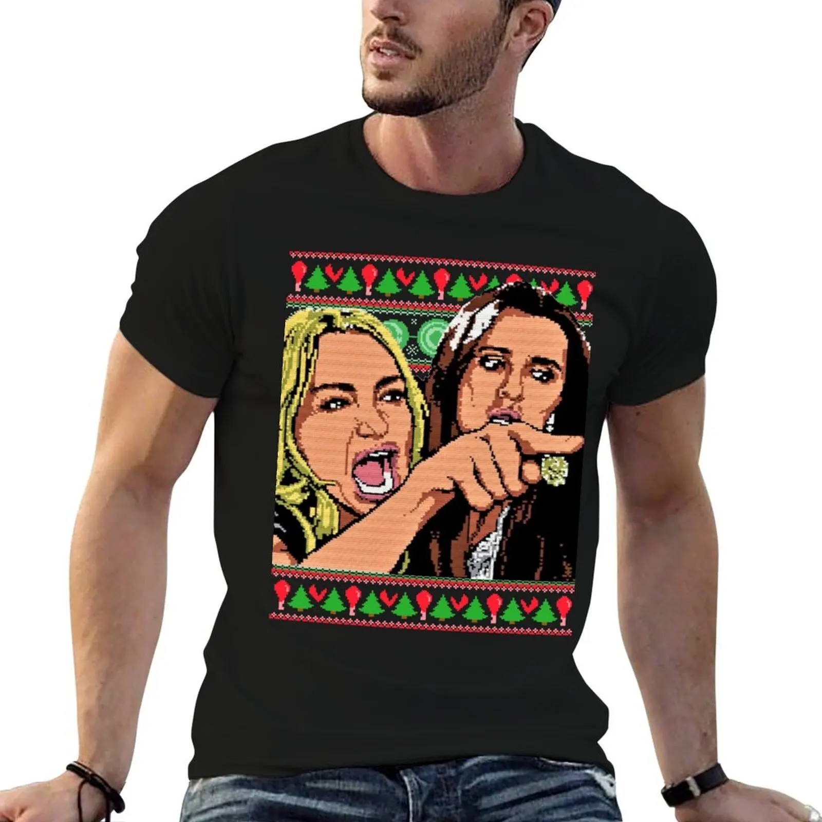 Woman yelling at cat Dank meme Ugly Christmas Shirt T-Shirt mens graphic t shirts T-Shirt