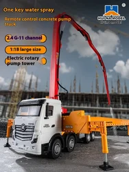 Remote Control Truck Huina 381 11-Channel Remote Control Alloy Concrete Cement Pump Truck Urban Construction Machinery Boy Gift