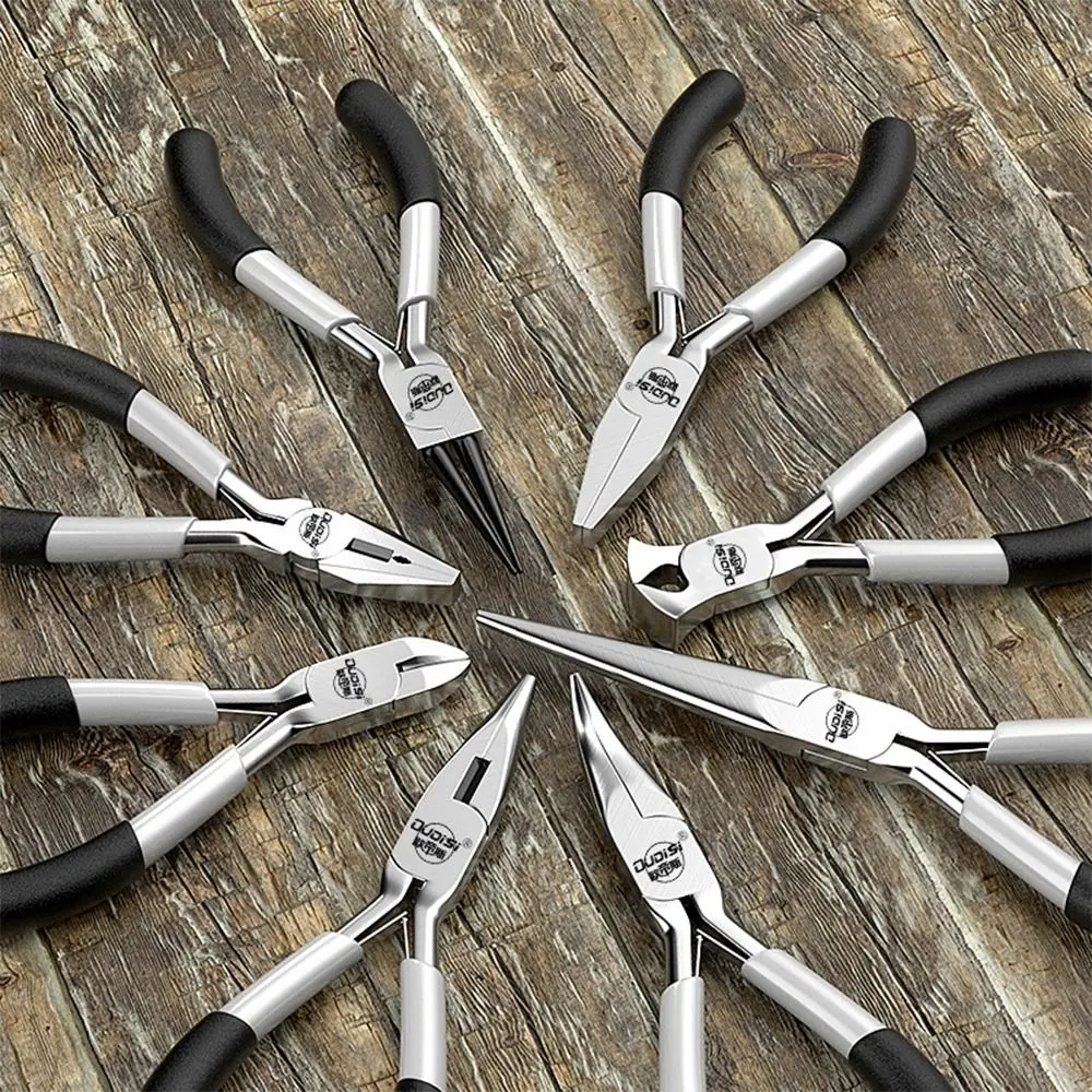 1Pcs Needle Nose Pliers Jewelry Making Plier Diagonal Handcraft Beading Insulated Mini Pliers Round Bent 5 Inch