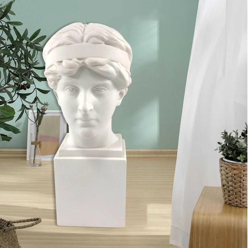 Resin Imitation Headscarf Girl Head Portrait Art Statue insStyle Decoration Nordic Home Wine Cabinet Decoration