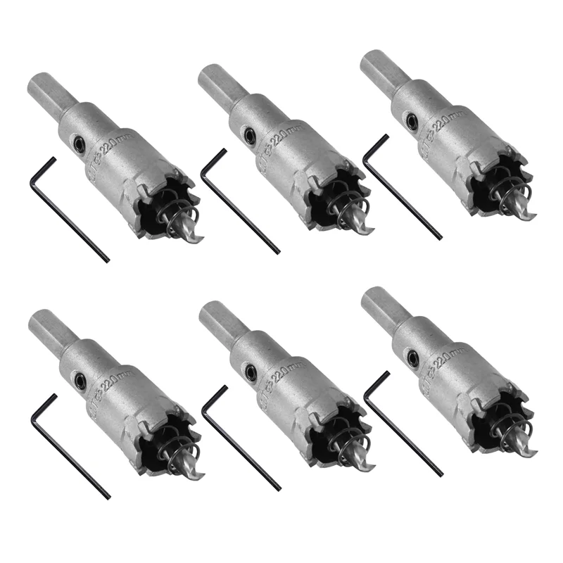 

【Flash-Deal!】6PCS Tungsten Carbide Hole Saw Stainless Steel/Metal Hole Opener Expandable Drill Bit Set 22Mm