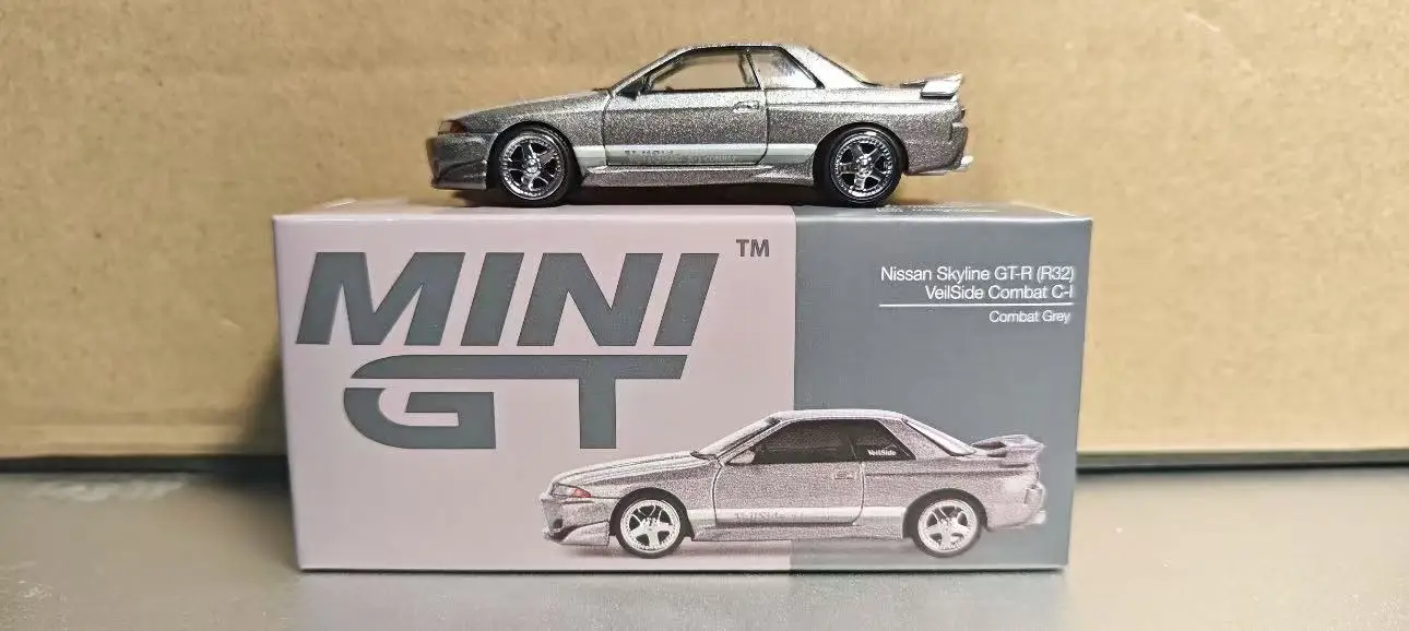 

MINIGT 971 В наличии 1:64 Nissan Skyline GT-R R32 Veilside Combat C-I Veilside Литая под давлением модель диорамы Коллекция игрушек Боевой серый цвет