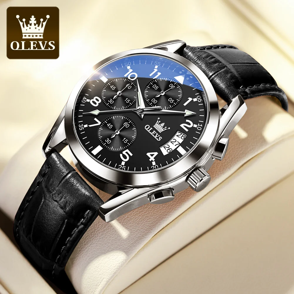 

OLEVS 2878, мужские часы-авиатор, модные автоматические механические водонепроницаемые светящиеся часы с двойным календарем, Reloj Hombre