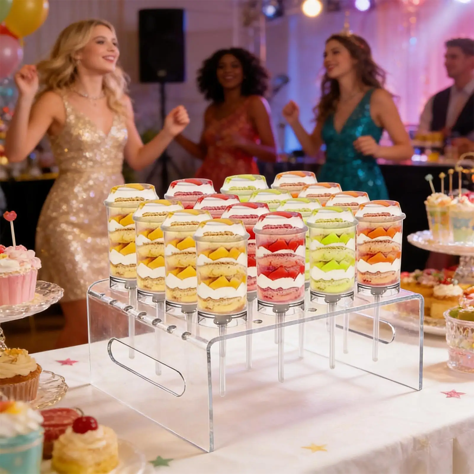 Cake Push Pop Containers Dessert Tubes Push Up Pop Containers with Stand & Lid for Home Dining Room Wedding Birthday Party view 5