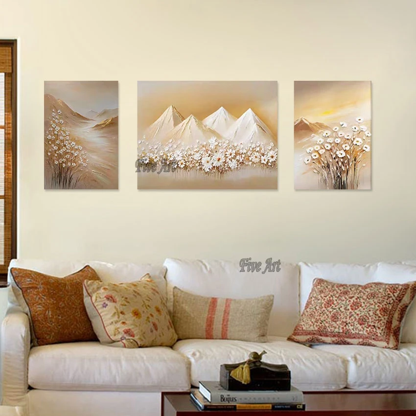 3 Piece Canvas Art, High Quality, Mountains Abstract Nature Scene Paintings, Home Decoration Luxury, Wall Pictures, No Framed