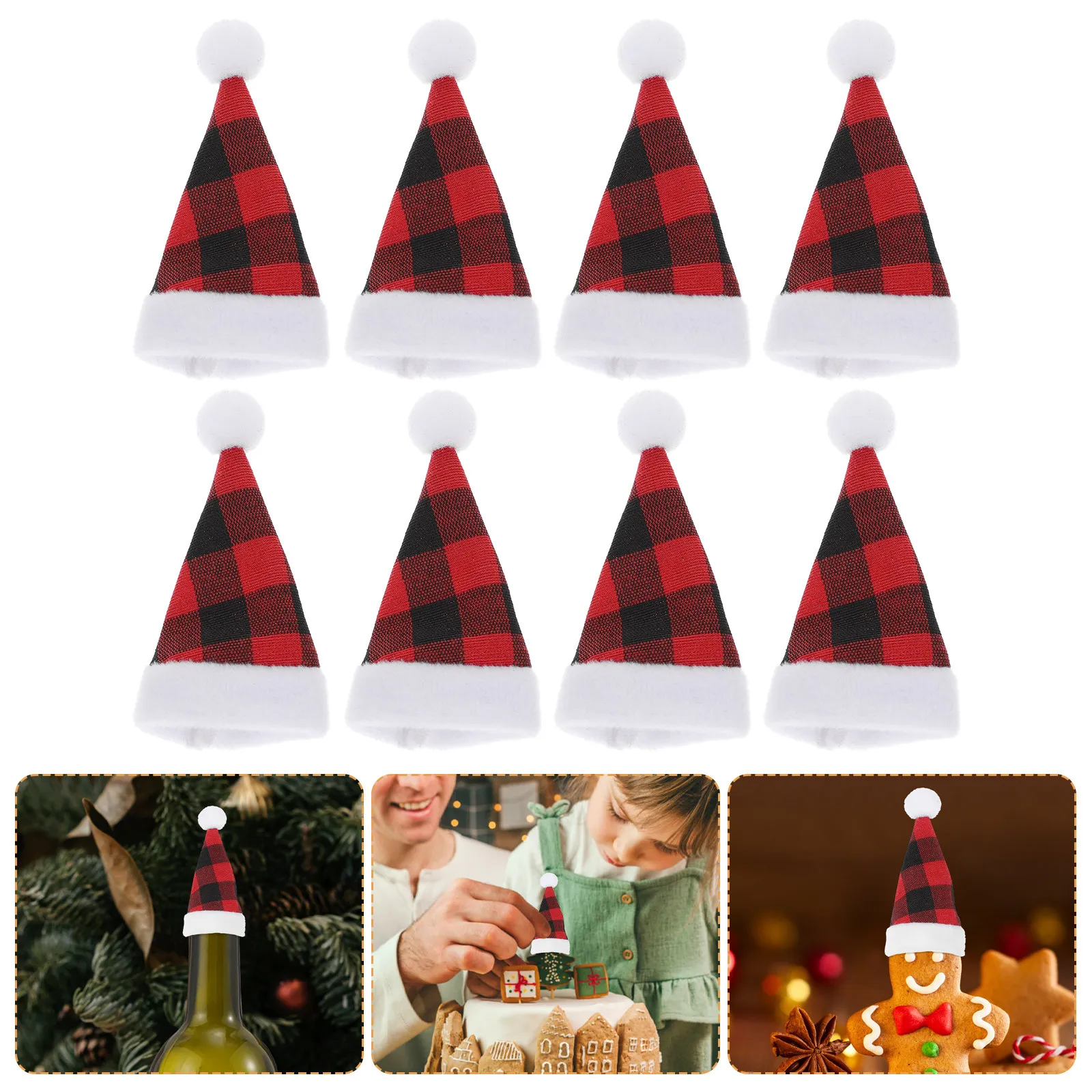 10Pcs Mini Santa Hats Christmas Candy Caps Lollipop Covers Holiday Party Favors Decoration DIY Accessories Mini Santa Hat