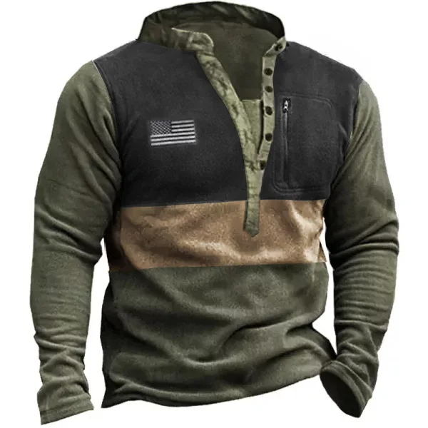 Outdoor Fleece Henry Neck Tactical Men's Sweatshirt Casual Sweater