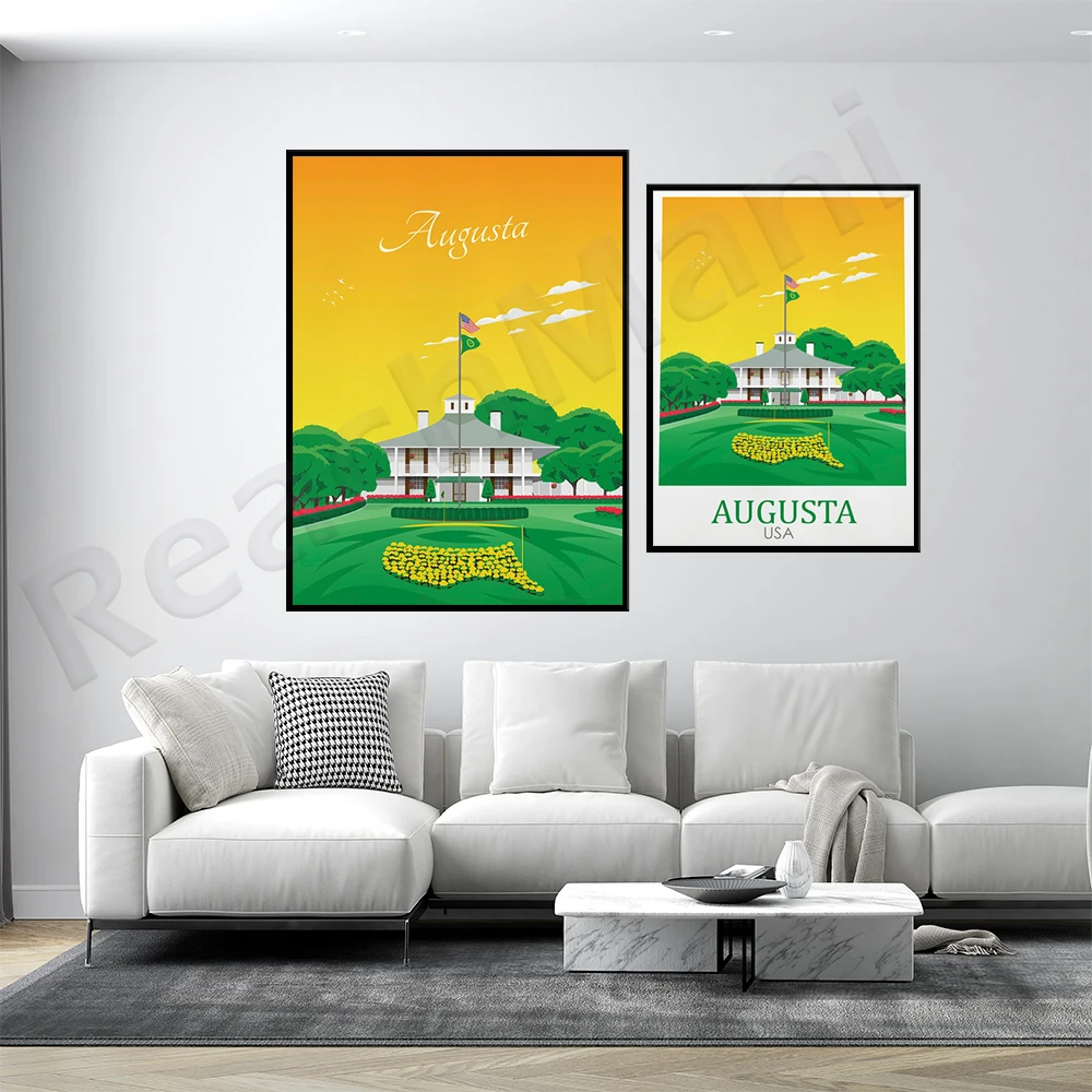 augusta, georgia, augusta national team, golf course, golf masters, golf typographic poster