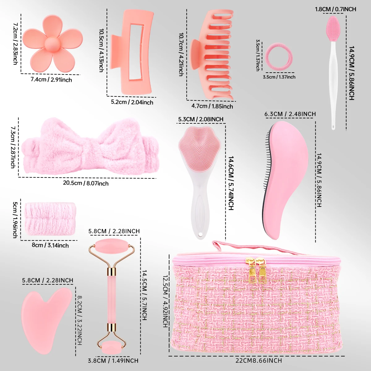 مجموعة تدليك لتنظيف ربطات الشعر مكونة من 22 قطعة، مناسبة للعناية اليومية بالبشرة وتدليك الوجه وارتداء إكسسوارات الشعر. #6