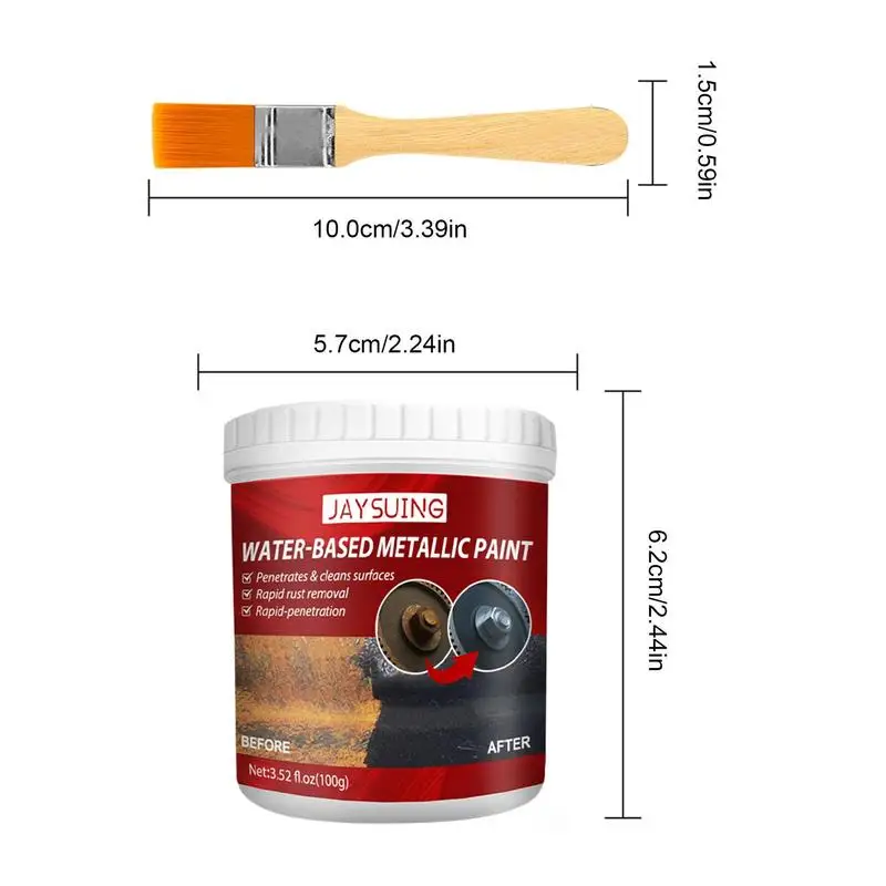 100g Metallic Paint Water Based Primer Clean Surface Easy Operation Rapid Rust Removal Penetration Metallic Paints Anti Rust