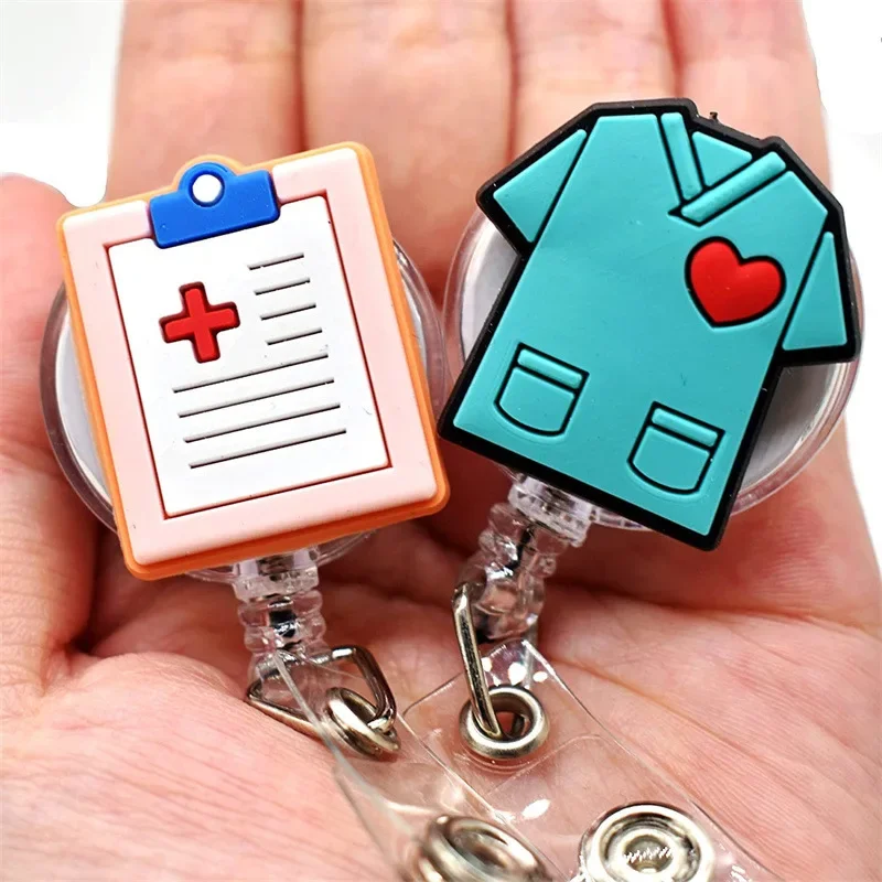 1pc Retractable Badge Reel for Nurse Doctor Retractable Badge Reels Working Permit ID Tag Accessories Clips Card Holder Clip