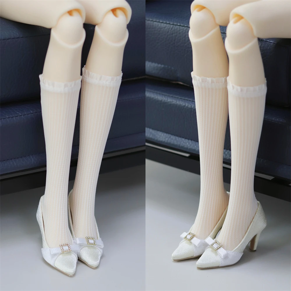 1/3 SD16/GR/ DD 스팟 인벤토리 우아한 소녀용 블랙 화이트 부드러운 실크 하이힐 선물 장난감 BJD 인형 신발 인형 액세서리