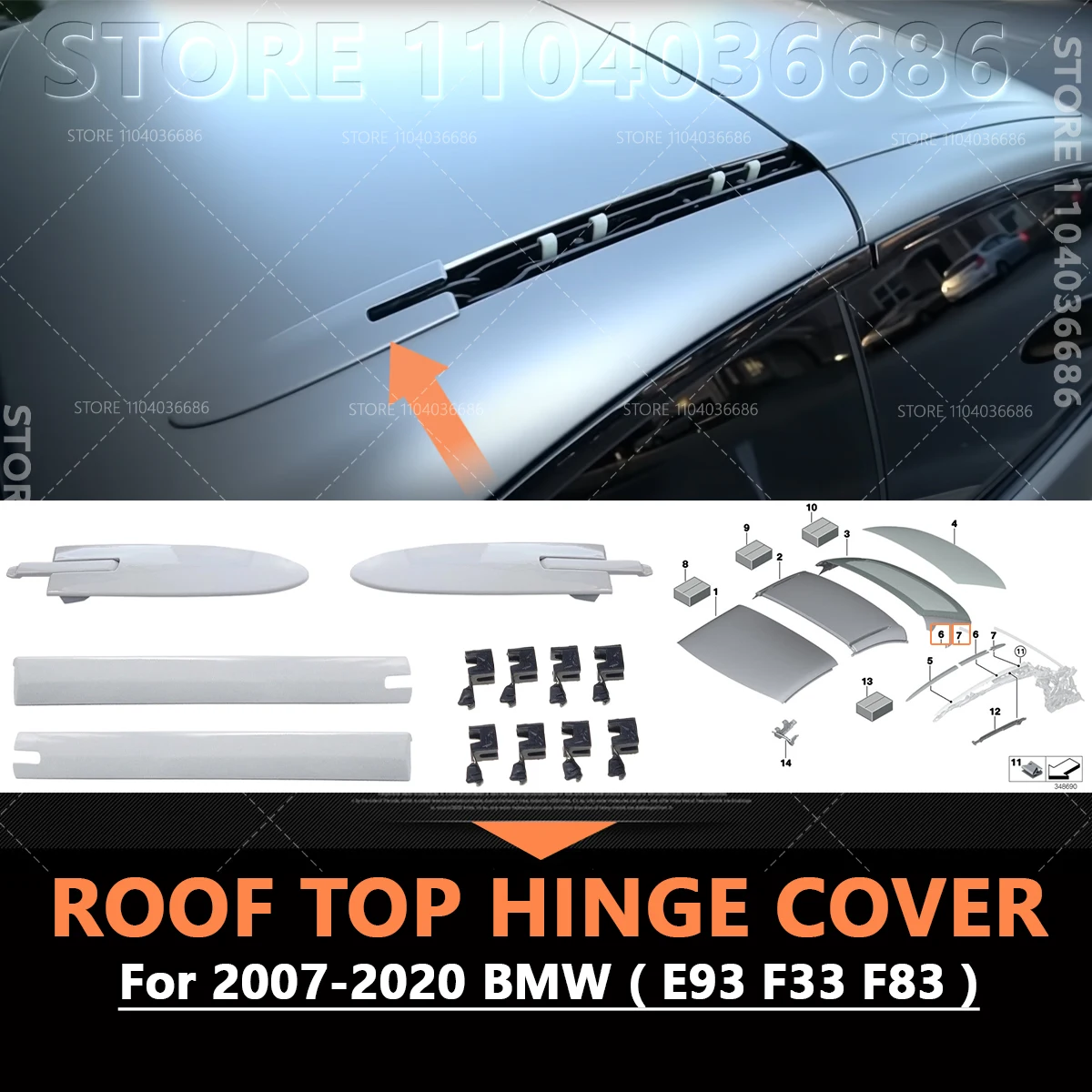 For 2007-2020 BMW E93 F33 F83 328i 335i 428i 430i 435i 440i M3 M4 Convertible Roof Top Hinge Cover 54377184037 54377184047