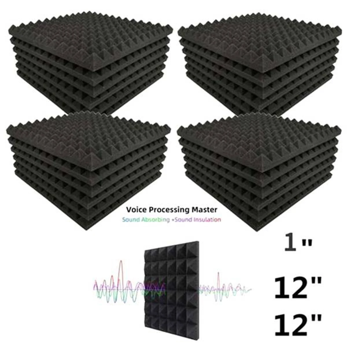 6 Pcs Acoustic Panels Foam Board Studio Sound-Absorbing Firewall Wedge Tiles Helps Reduce Echo and Unnecessary Noise