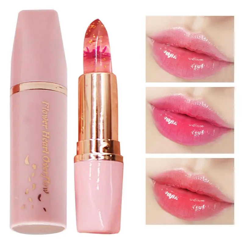 Kleur Stemming Veranderende Lippenbalsem 3 Kleur Transparant Bloem Lippenstift Langdurige Hydraterende Make-Up Cosmetica Voor Vrouwen