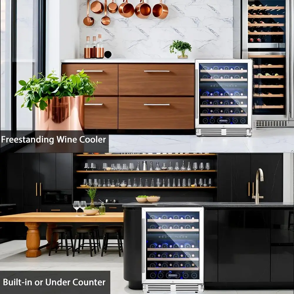 24 Dual-Zone Under-Counter Wine Cooler, 46-Bottle Capacity, Adjustable Shelves, Energy Efficient image 6