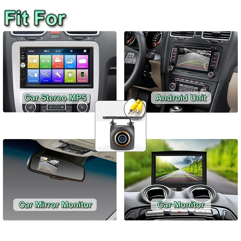 عدسة عين السمكة 170 °   كاميرا احتياطية عكسية مع رؤية ليلية عالية الدقة بالألوان الكاملة - لسيارات الدفع الرباعي والبيك اب والتخييم والجرار والشاحنة والشاحنات والمركبات الترفيهية