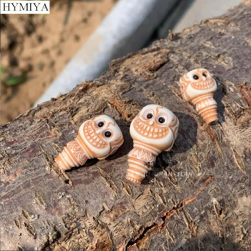 

Handcrafted Tibetan Skull Guru Beads Buckhorn Shmashana Adhipati Buddhist Skeleton Three-way Bead DIY Jewelry Findings