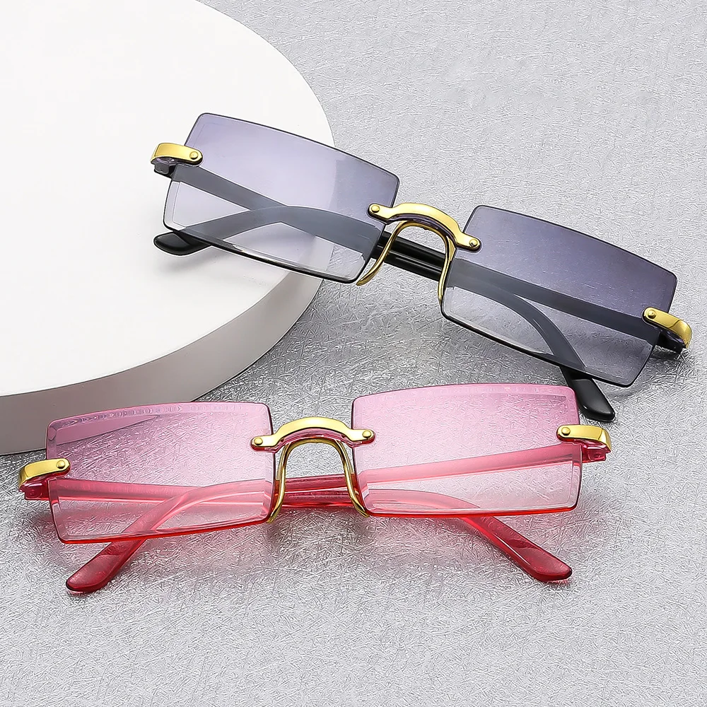 Fashion Square Frameless Sunglasses Ladies Gradient Colour Trend Cut Edge Sunglasses Classic Summer Outdoor Travel Accessories