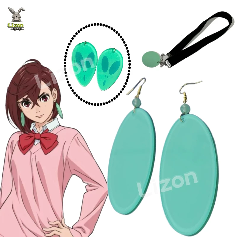 Ayase Momo Earrings Dandadan Cosplay Blue Long Earrings Clip Momo Ayase Costume Props Party Necklaces