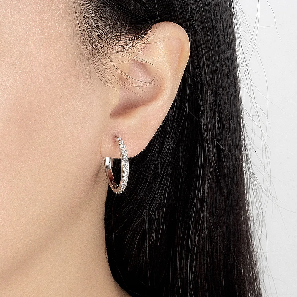 925 فضة 8/12/16/20 مللي متر الزركون هوب أقراط للنساء الزفاف المشاركة الفاخرة مصمم مجوهرات منع الحساسية