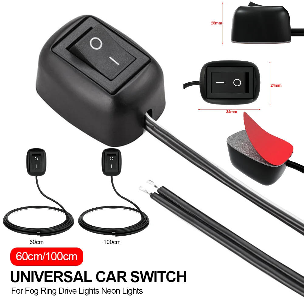 

Универсальный автомобильный выключатель с кабелем 60 см/100 см, выключатель питания постоянного тока 12 В/24 В, автоматический выключатель для противотуманных кольцевых фонарей, неоновых огней