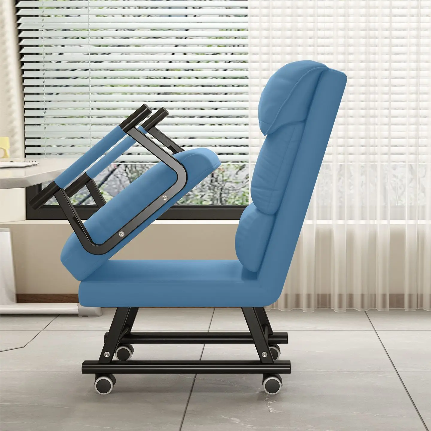 

Складное многофункциональное кресло-кровать 180 ° Раскладное кресло с регулируемой спинкой, на колесиках, из прочной водонепроницаемой технологичной ткани